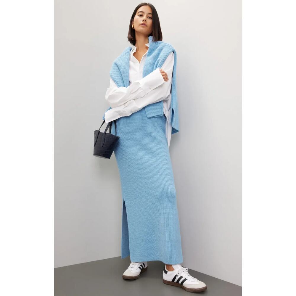 Suboo Isla Knit Maxi Skirt in Blue Size M